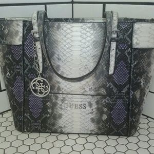 Guess Embossed Faux Snakeskin Tote